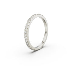 18K White Gold French Pavé Diamond Eternity Ring