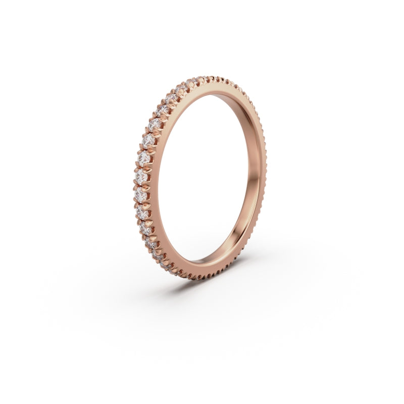 18K Rose Gold French Pavé Diamond Eternity Ring - Circle of Diamond