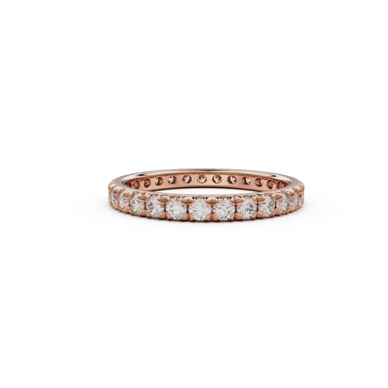 18K Rose Gold French Pavé Diamond Eternity Ring - Circle of Diamond