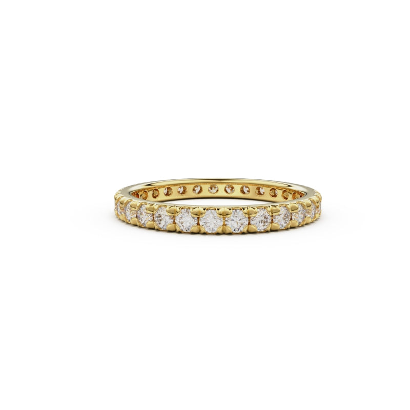 18K Yellow Gold French Pavé Diamond Eternity Ring - Circle of Diamond