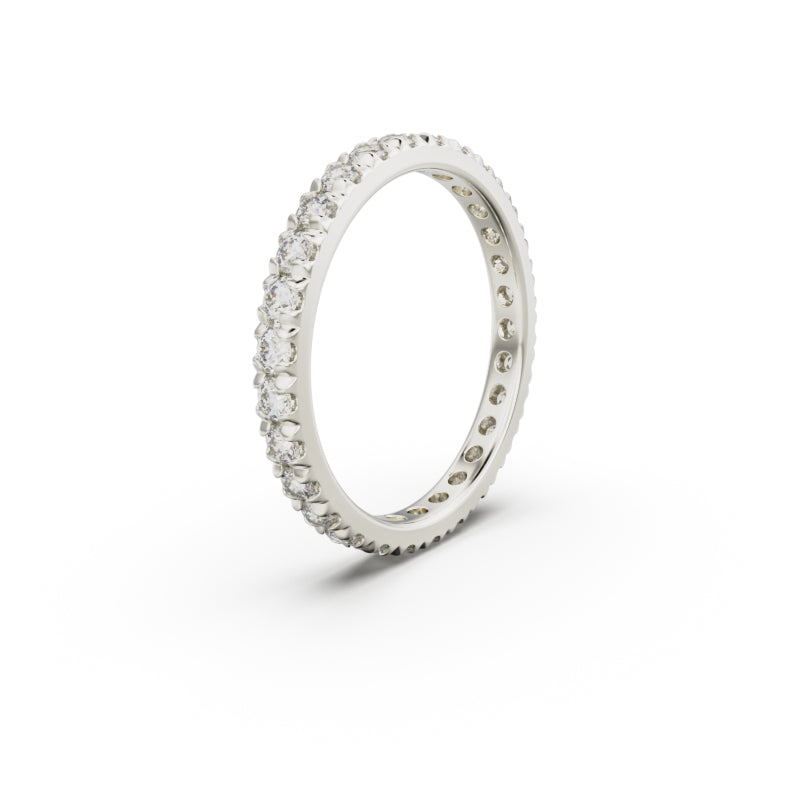 18K White Gold French Pavé Diamond Eternity Ring - Circle of Diamond