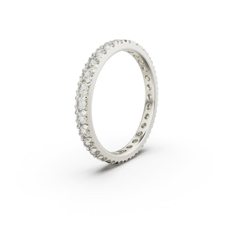 18K White Gold French Pavé Diamond Eternity Ring