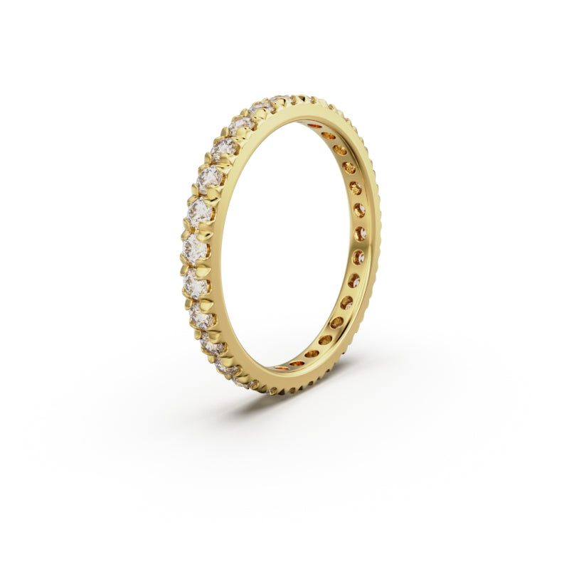 18K Yellow Gold French Pavé Diamond Eternity Ring - Circle of Diamond