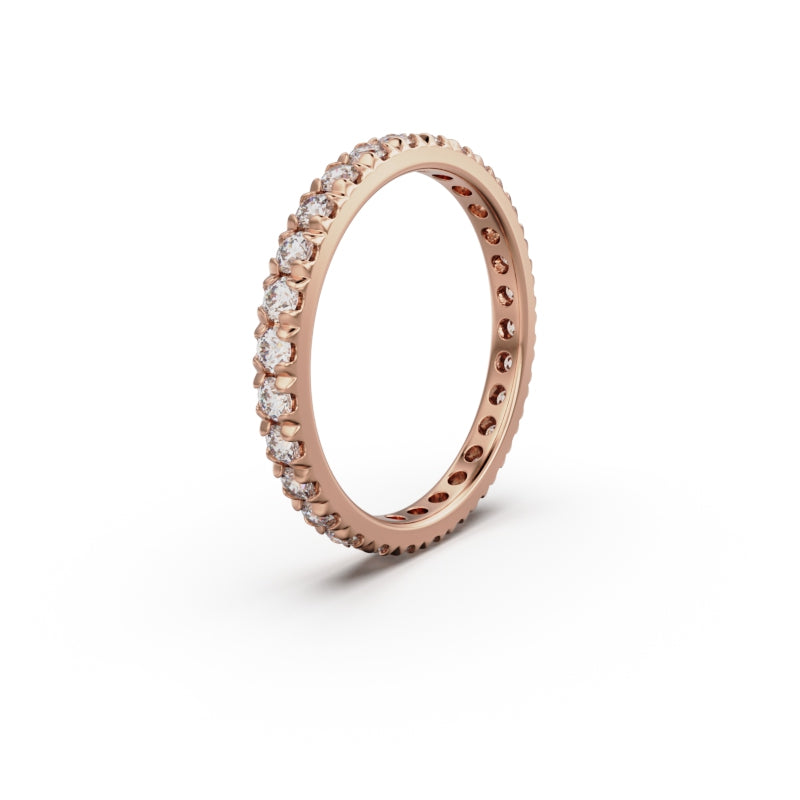 18K Rose Gold French Pavé Diamond Eternity Ring - Circle of Diamond