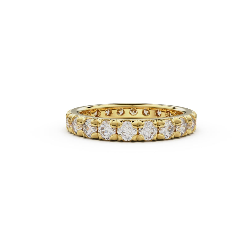 18K Yellow Gold French Pavé Diamond Eternity Ring - Circle of Diamond