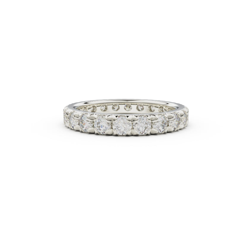 18K White Gold French Pavé Diamond Eternity Ring - Circle of Diamond