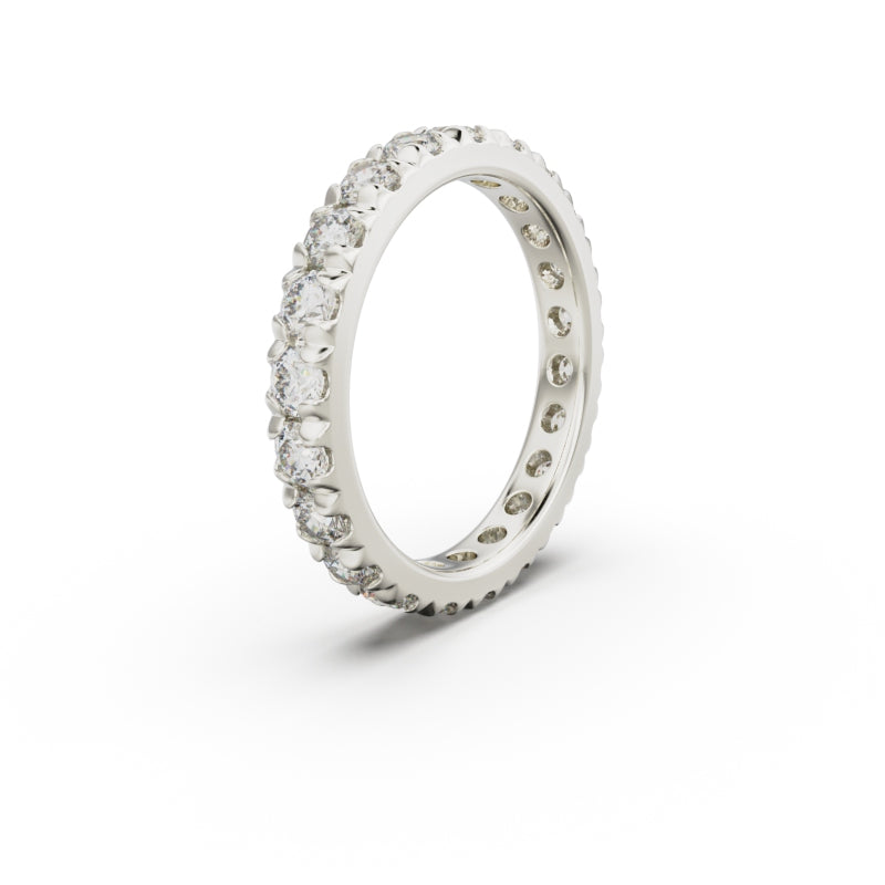 18K White Gold French Pavé Diamond Eternity Ring - Circle of Diamond