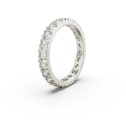 18K White Gold French Pavé Diamond Eternity Ring