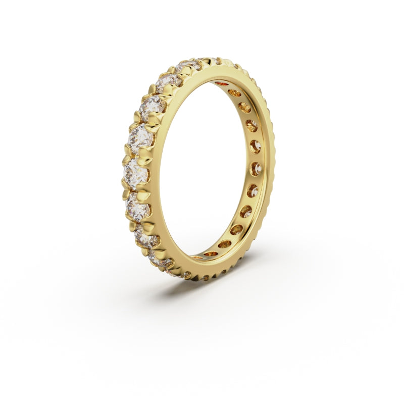 18K Yellow Gold French Pavé Diamond Eternity Ring - Circle of Diamond