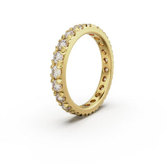 18K Yellow Gold French Pavé Diamond Eternity Ring