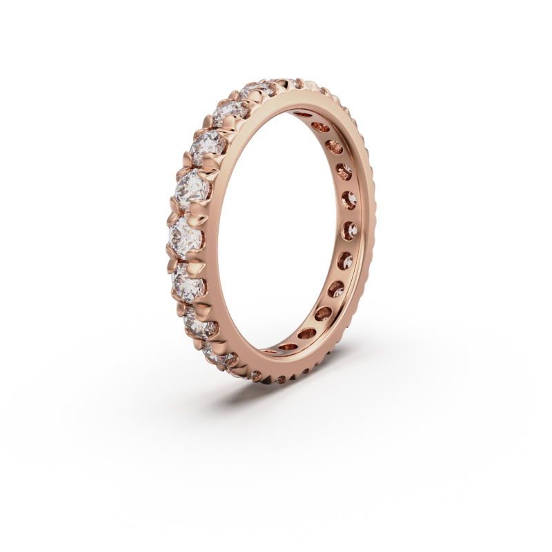 18K Rose Gold French Pavé Diamond Eternity Ring - Circle of Diamond