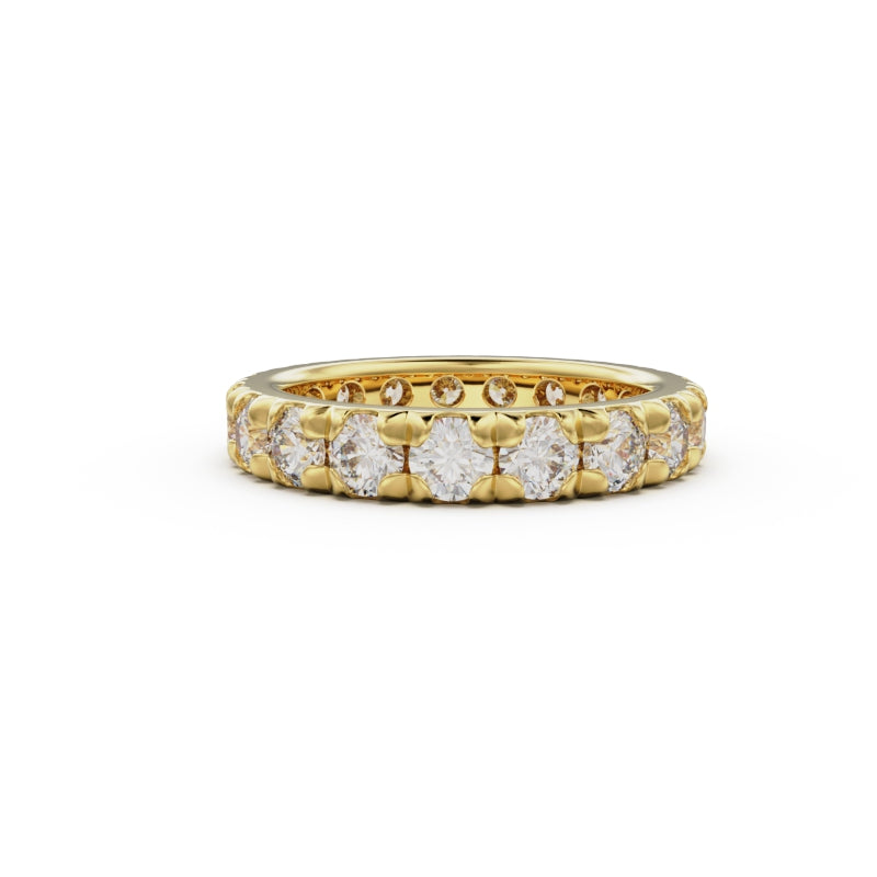 18K Yellow Gold French Pavé Diamond Eternity Ring - Circle of Diamond