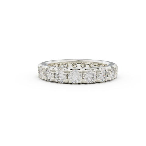 18K White Gold French Pavé Diamond Eternity Ring