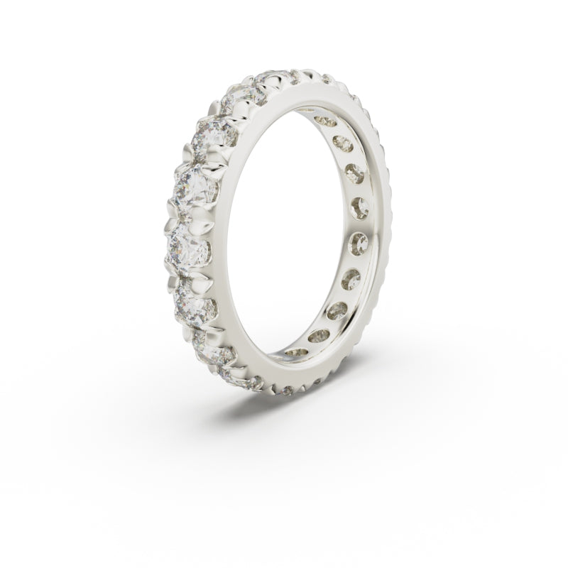 18K White Gold French Pavé Diamond Eternity Ring - Circle of Diamond