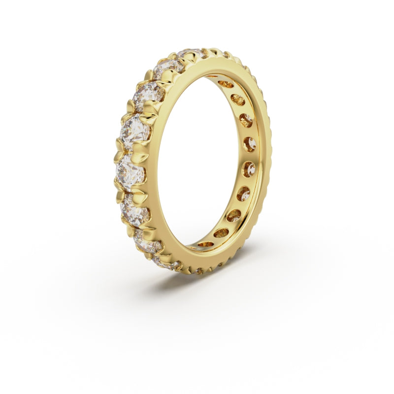 18K Yellow Gold French Pavé Diamond Eternity Ring - Circle of Diamond