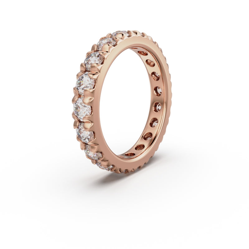 18K Rose Gold French Pavé Diamond Eternity Ring - Circle of Diamond