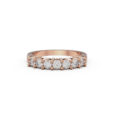 18K Rose Gold Seven Stone Diamond Anniversary Ring