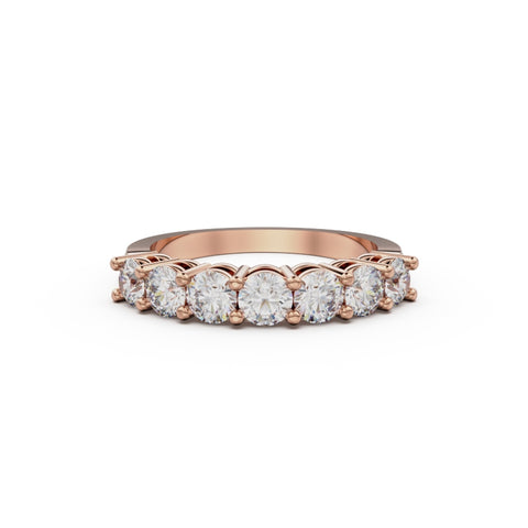 18K Rose Gold Seven Stone Diamond Anniversary Ring