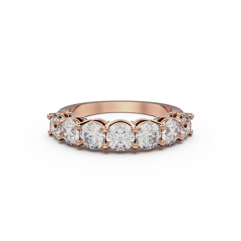 18K Rose Gold Seven Stone Diamond Anniversary Ring