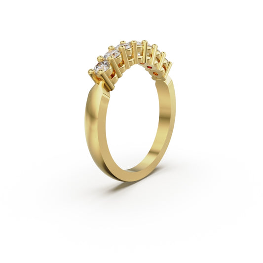 18K Yellow Gold Seven Stone Diamond Anniversary Ring