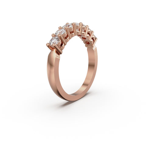 18K Rose Gold Seven Stone Diamond Anniversary Ring