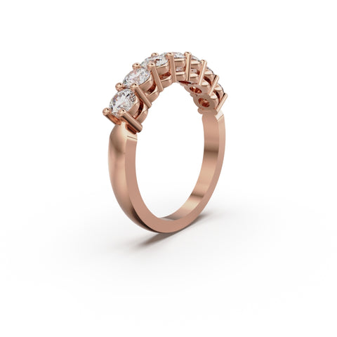 18K Rose Gold Seven Stone Diamond Anniversary Ring