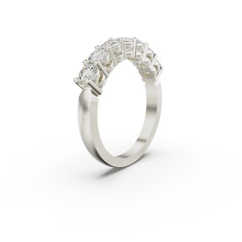 18K White Gold Seven Stone Diamond Anniversary Ring