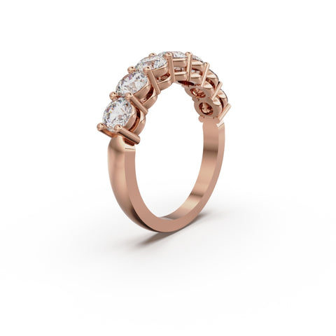 18K Rose Gold Seven Stone Diamond Anniversary Ring