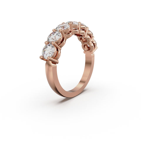 18K Rose Gold Seven Stone Diamond Anniversary Ring