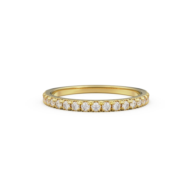 18K Yellow Gold French Pavé Diamond Anniversary Ring - Circle of Diamond