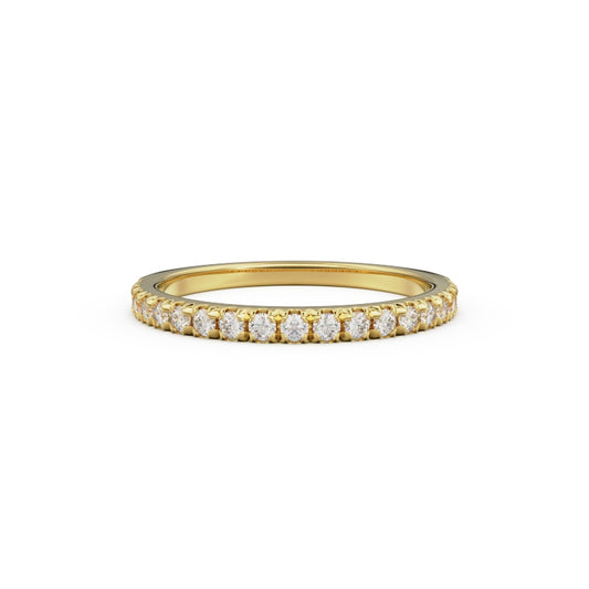 18K Yellow Gold French Pavé Diamond Anniversary Ring - Circle of Diamond