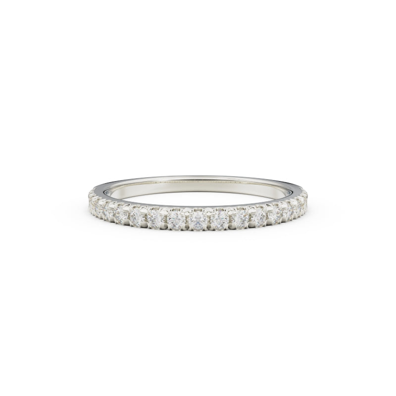 18K White Gold French Pavé Diamond Anniversary Ring - Circle of Diamond
