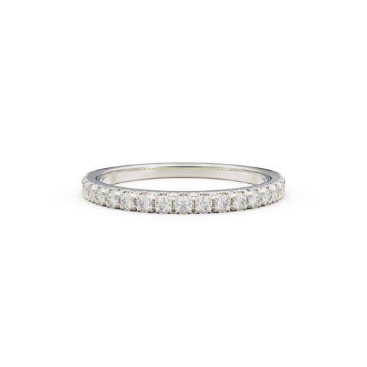 18K White Gold French Pavé Diamond Anniversary Ring - Circle of Diamond