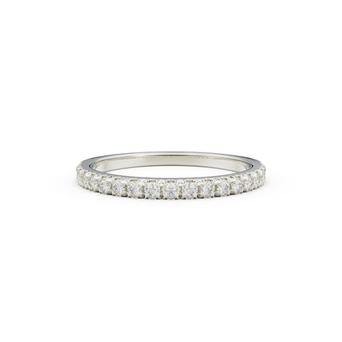 18K White Gold French Pavé Diamond Anniversary Ring