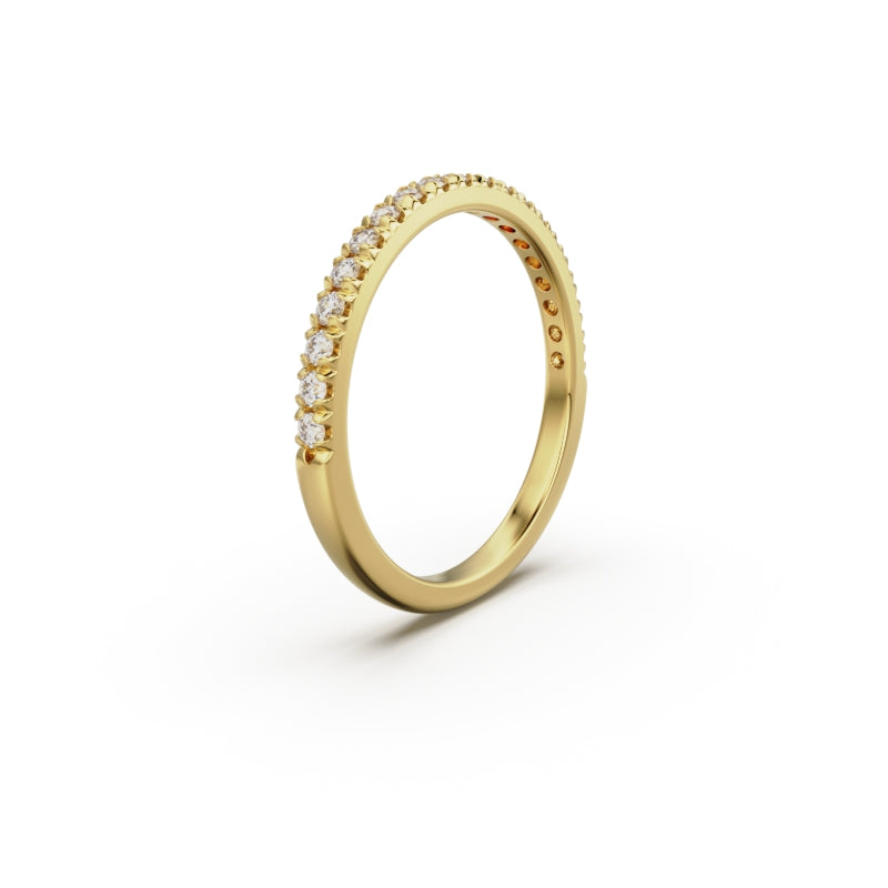 18K Yellow Gold French Pavé Diamond Anniversary Ring - Circle of Diamond