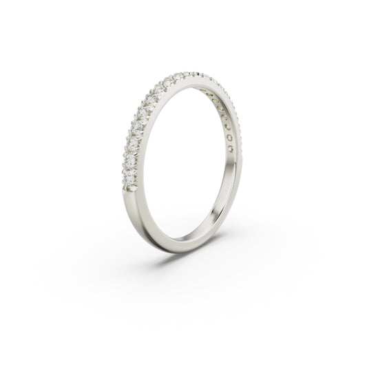 18K White Gold French Pavé Diamond Anniversary Ring