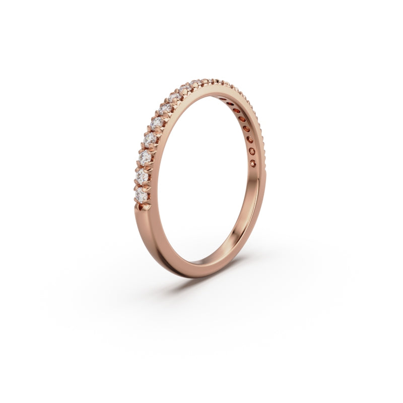18K Rose Gold French Pavé Diamond Anniversary Ring - Circle of Diamond
