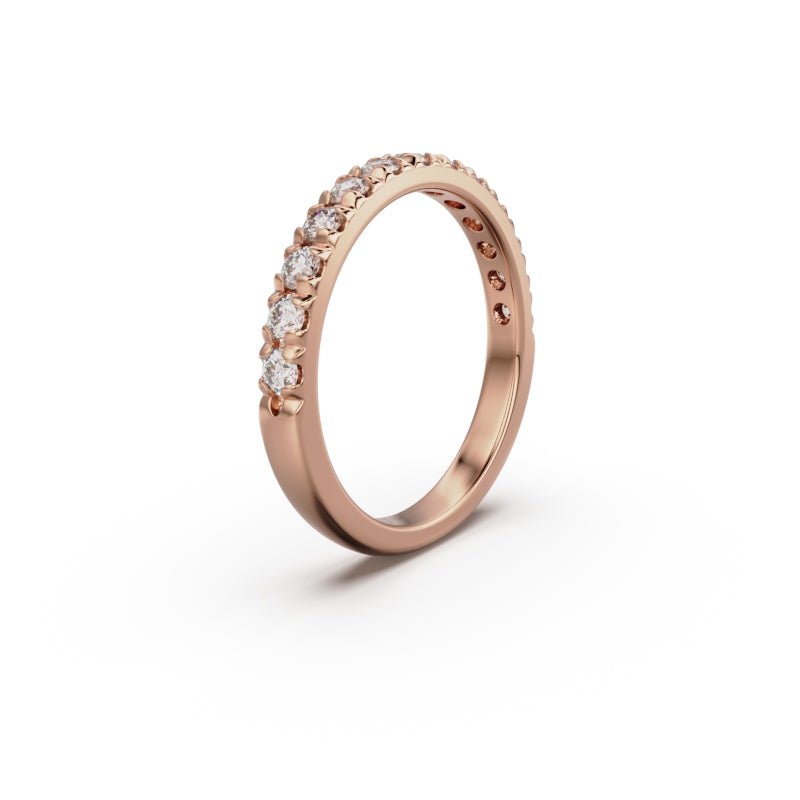 18K Rose Gold French Pavé Diamond Anniversary Ring - Circle of Diamond