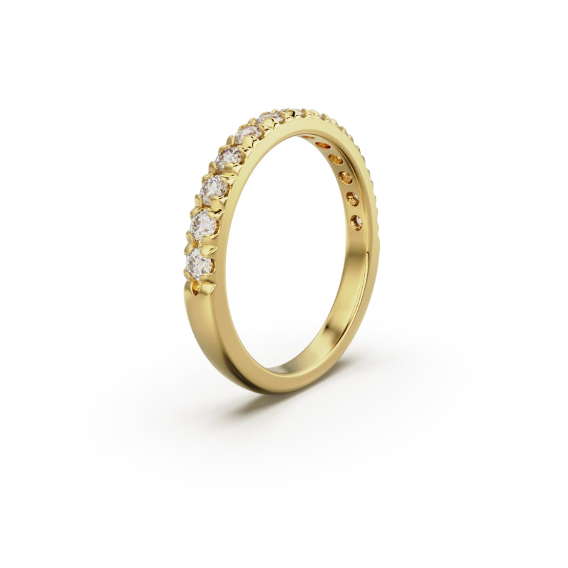 18K Yellow Gold French Pavé Diamond Anniversary Ring - Circle of Diamond