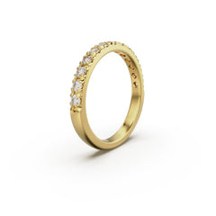 18K Yellow Gold French Pavé Diamond Anniversary Ring