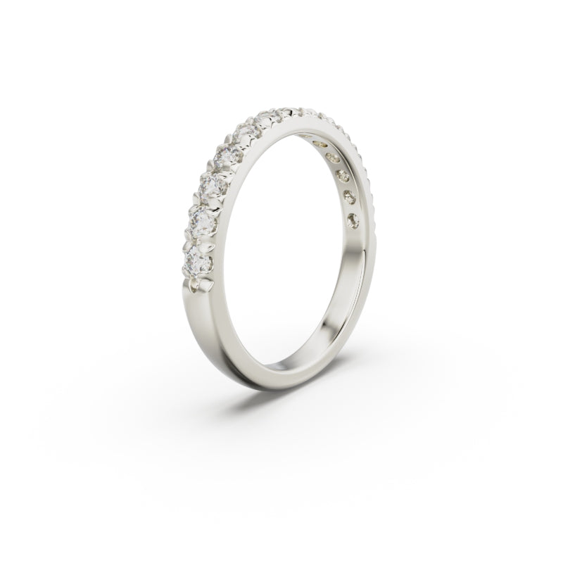 18K White Gold French Pavé Diamond Anniversary Ring - Circle of Diamond