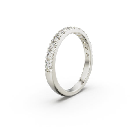 18K White Gold French Pavé Diamond Anniversary Ring