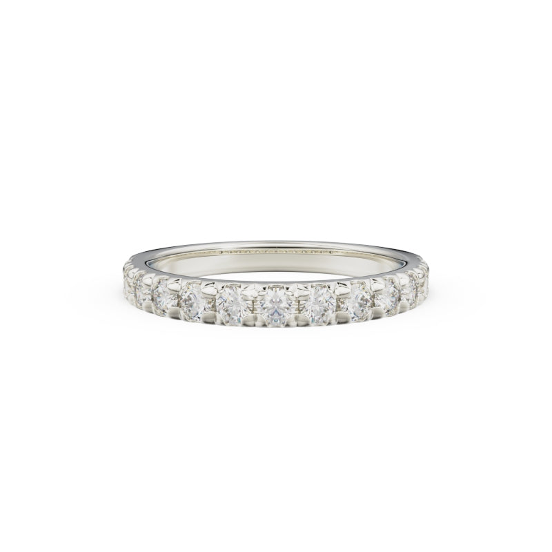 18K White Gold French Pavé Diamond Anniversary Ring - Circle of Diamond