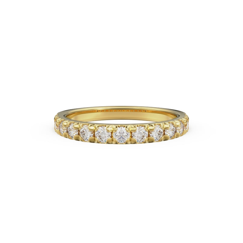 18K Yellow Gold French Pavé Diamond Anniversary Ring - Circle of Diamond
