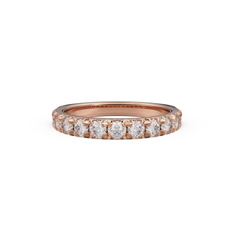 18K Rose Gold French Pavé Diamond Anniversary Ring - Circle of Diamond
