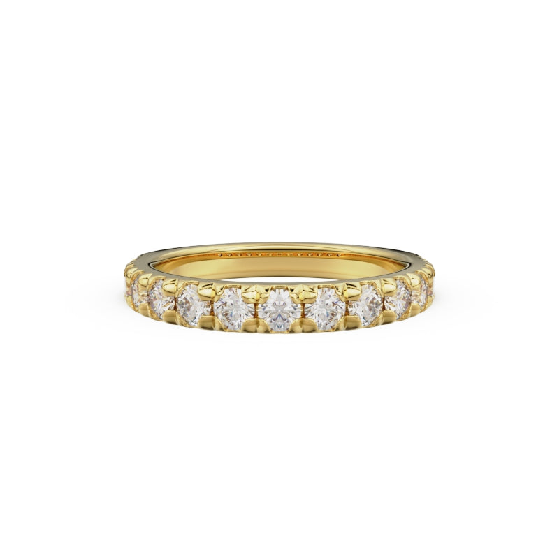 18K Yellow Gold French Pavé Diamond Anniversary Ring - Circle of Diamond
