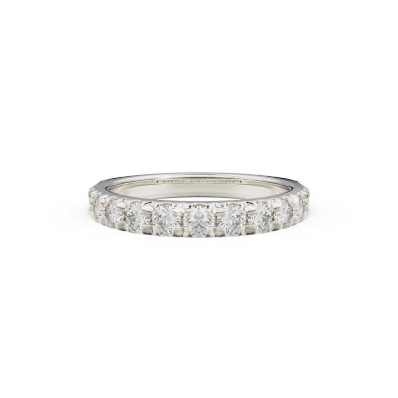 18K White Gold French Pavé Diamond Anniversary Ring - Circle of Diamond