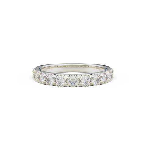 18K White Gold French Pavé Diamond Anniversary Ring