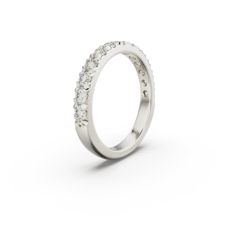 18K White Gold French Pavé Diamond Anniversary Ring - Circle of Diamond