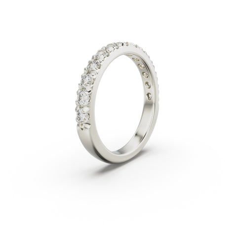 18K White Gold French Pavé Diamond Anniversary Ring